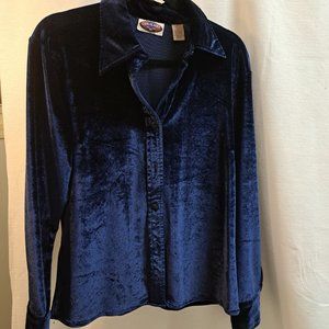 Casualaire Saphire Blue Velvet Shirt L
